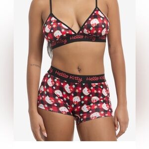 Hello kitty plaid Christmas triangle bra & boxer panty set